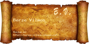 Berze Vilmos névjegykártya